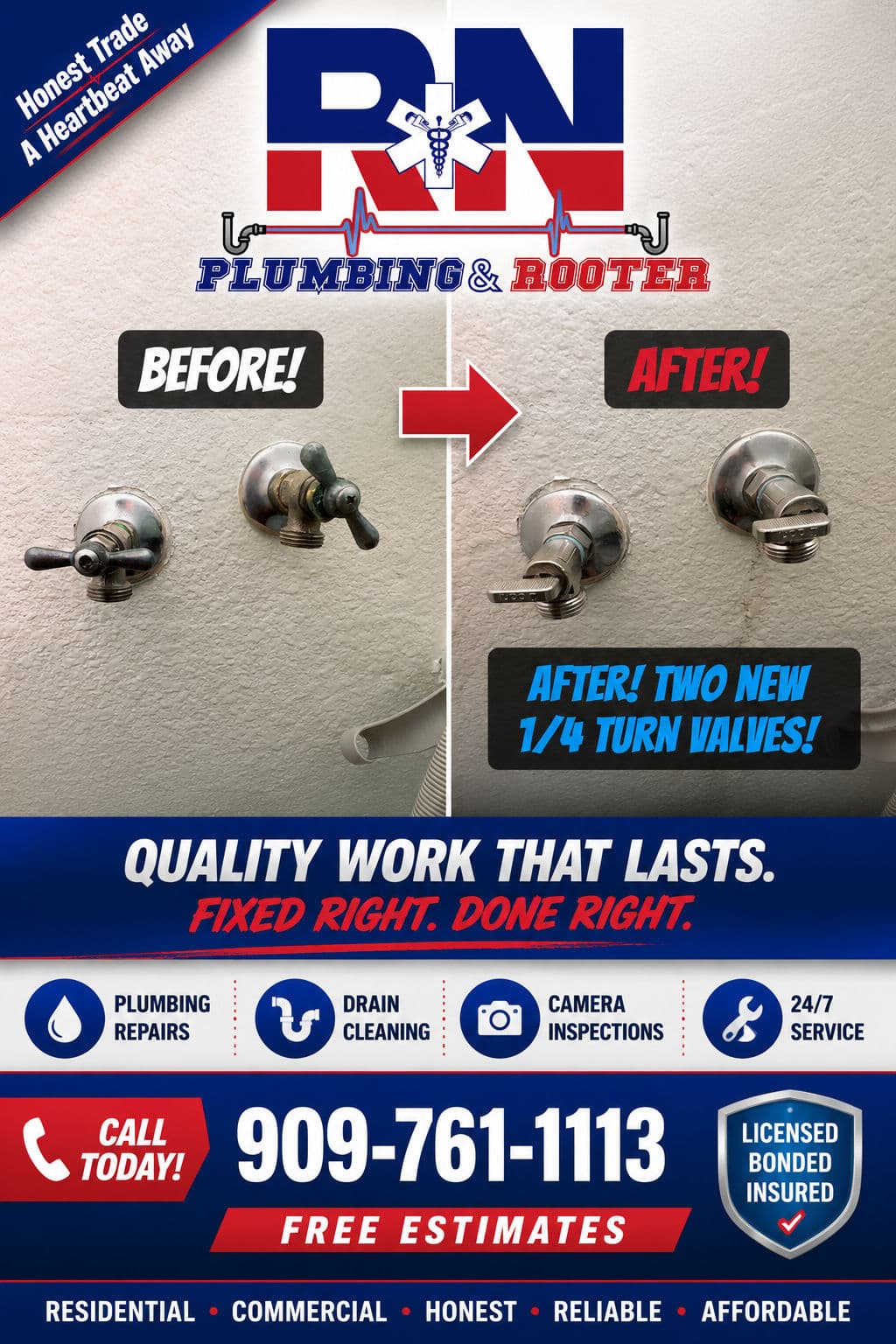 Old Shut-Off Valves Replaced With New 1/4 Turn Valves in the Inland Empire image