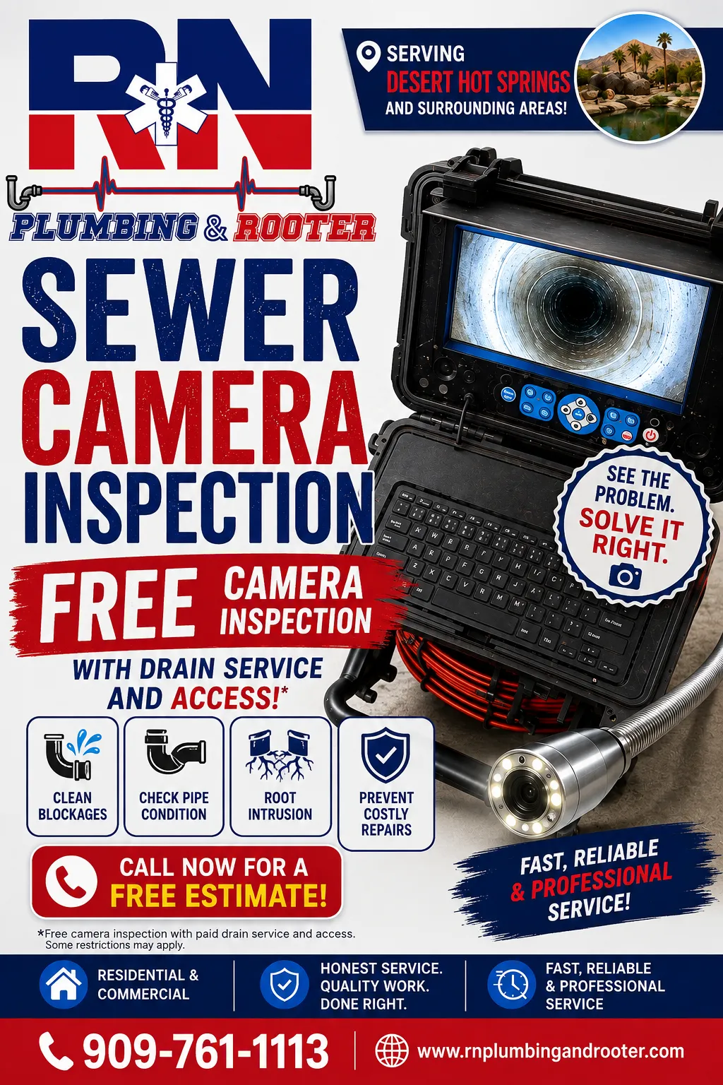 Sewer Camera Inspections for Desert Hot Springs and the Coachella Valley image