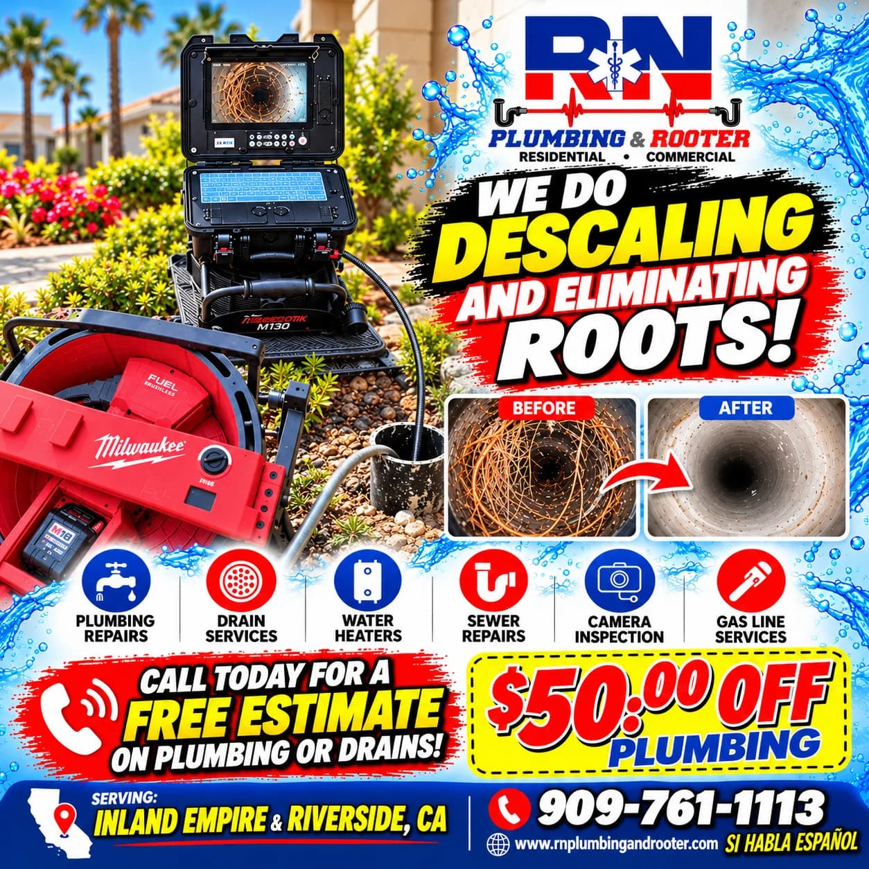 Root Removal and Pipe Descaling for the Inland Empire image