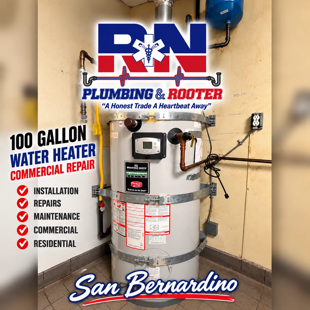 100-Gallon Commercial Water Heater Repair in San Bernardino image