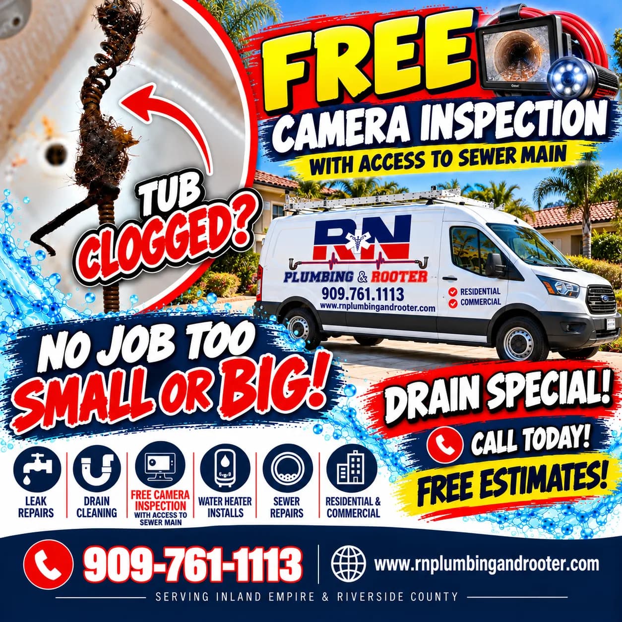 Free Sewer Camera Inspection for Inland Empire & Riverside County Homeowners image