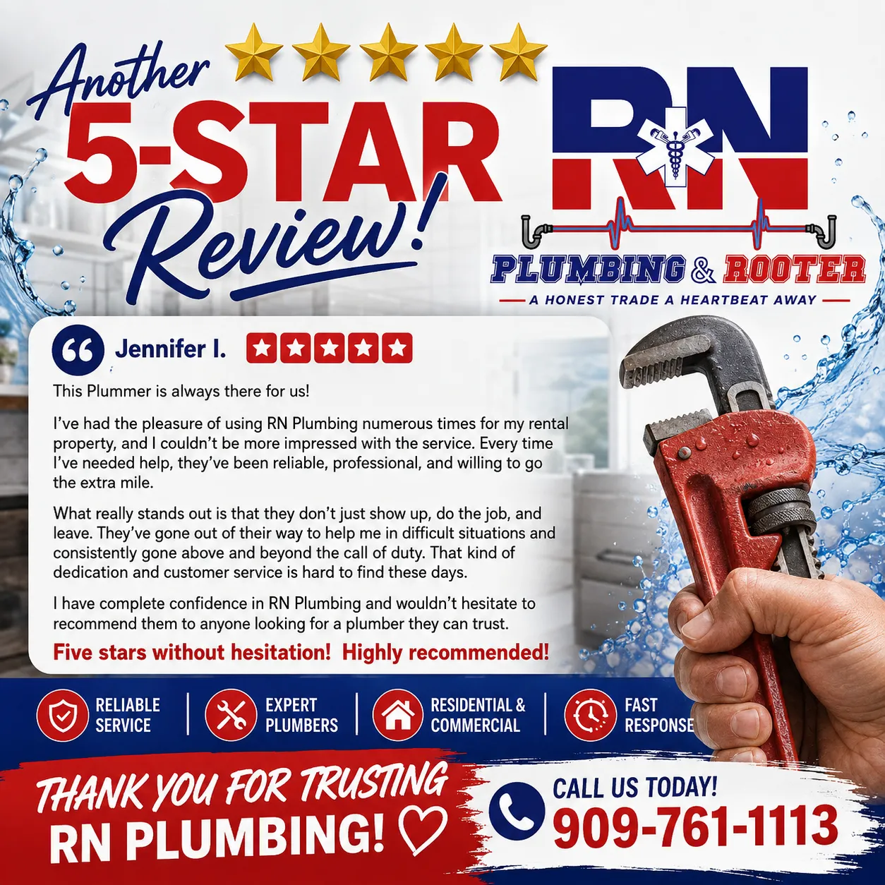 RN Plumbing Earns Another 5-Star Review Across the Inland Empire image