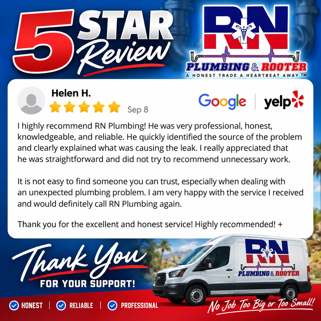 RN Plumbing Earns Another 5-Star Review From a Happy Customer image