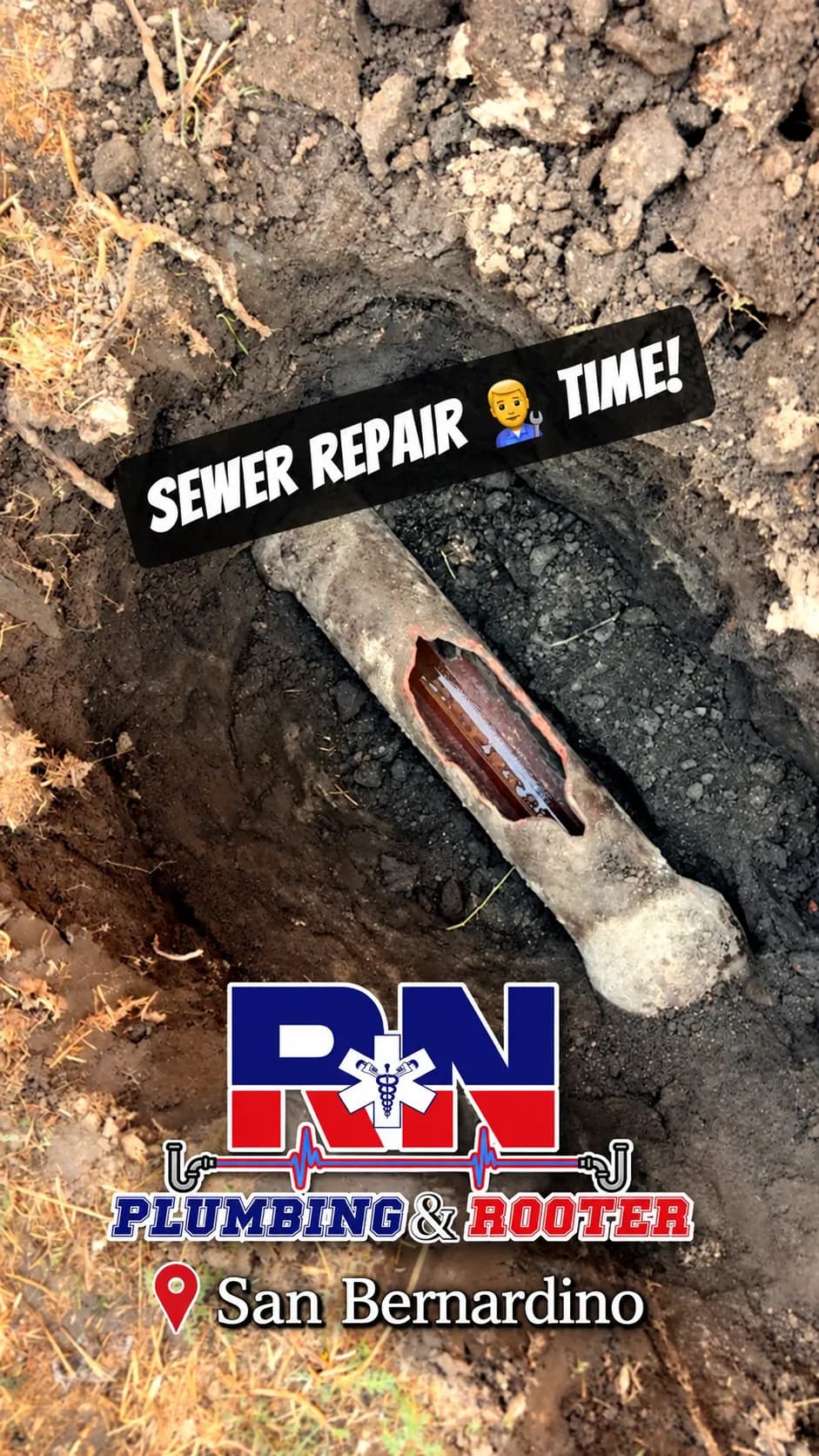 Cracked Sewer Pipe Dug Up and Repaired in San Bernardino image