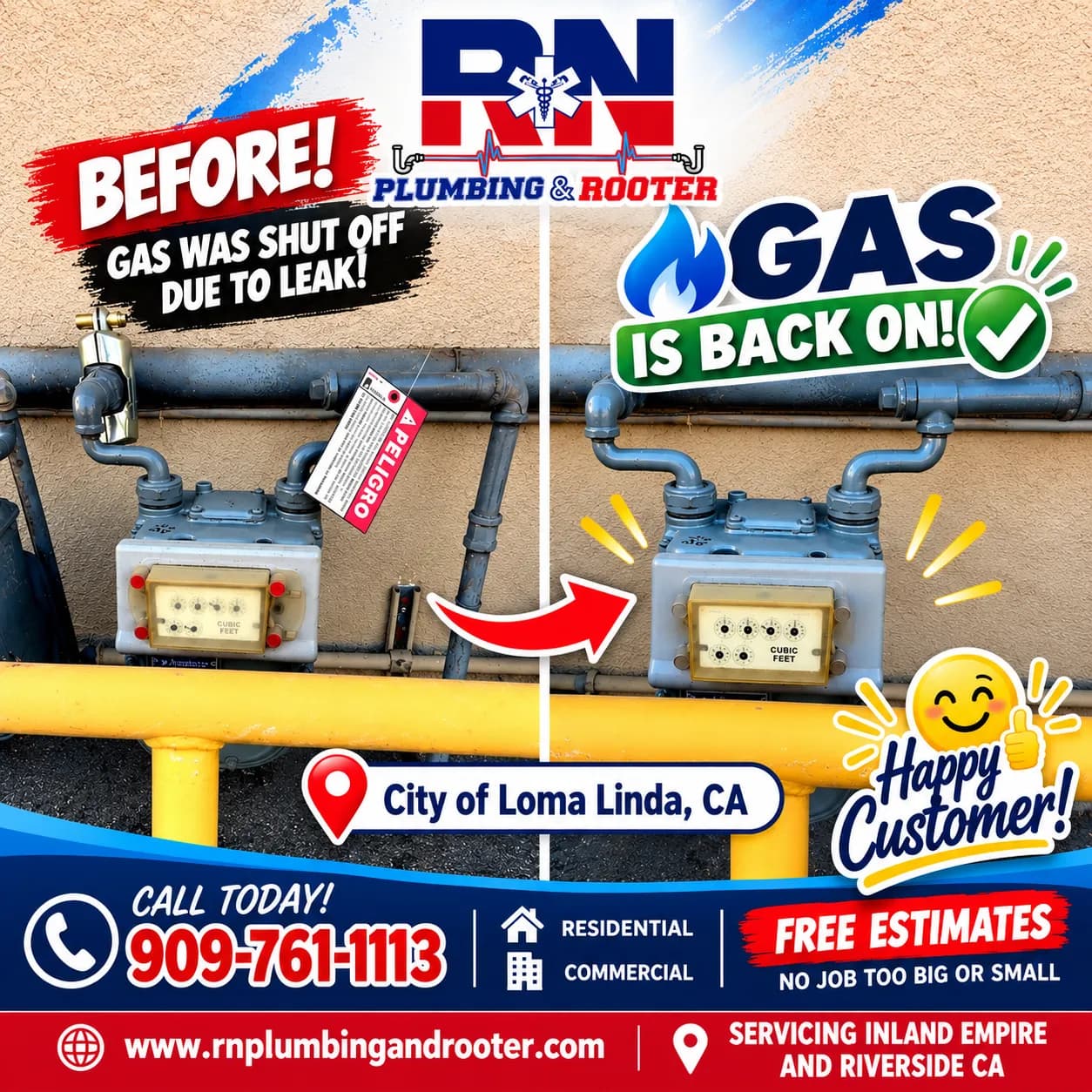 Gas Line Leak Repair Gets a Loma Linda Home Back Up and Running image